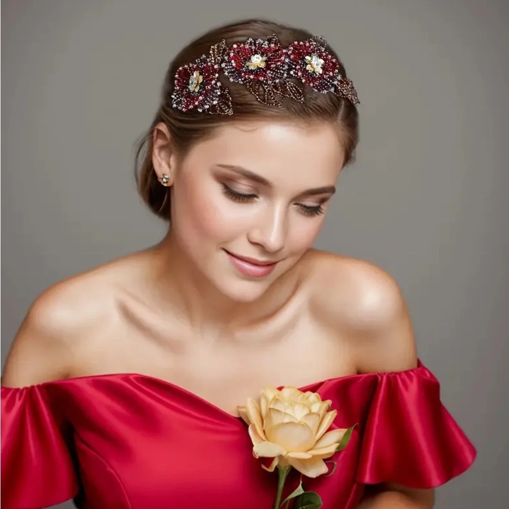 Handmade Multi Colored Crystal Flower Headband
